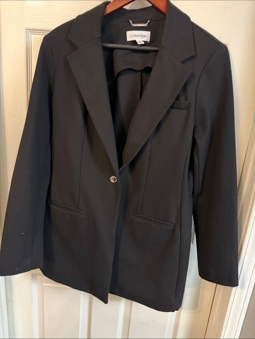 Calvin Klein Black Women's One-Button Notch-Lapel Blazer
